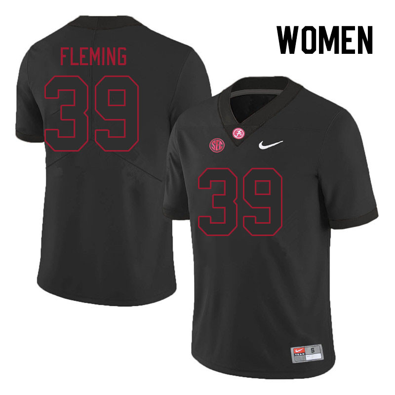 Women #39 KJ Fleming Alabama Crimson Tide College Footabll Jerseys Stitched Sale-Black